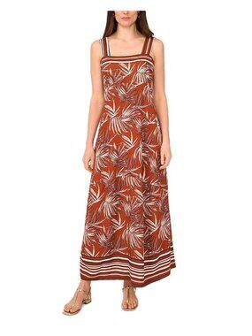 NWT Vince Camuto Tropical Tiered Maxi Dress Chili L MSRP $69
